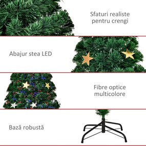 Brad de Craciun brad Artificial cu 27 becuri LED, decoratiune de craciun 180cm HOMCOM | Aosom Romania