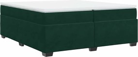 vidaXL Pat box spring cu saltea, verde închis, 200x200 cm, catifea