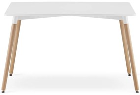 Set de masa 1 + 4, masa de dining alba ADRIA 120x80 cm + scaun de catifea crem LAVA