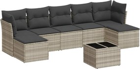 vidaXL Set mobilier de grădină cu perne, 8 piese gri deschis poliratan