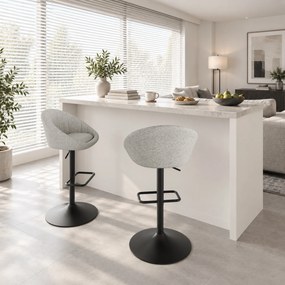 HOMCOM Set 2 scaune de bar cu înălțime reglabilă, șezut rotativ din țesătură și suport pentru picioare, gri | Aosom Romania