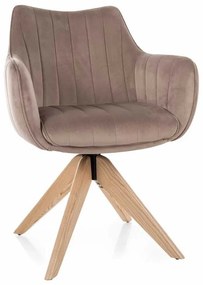 Scaun de bucătărie Azalia D Velvet, bej / stejar