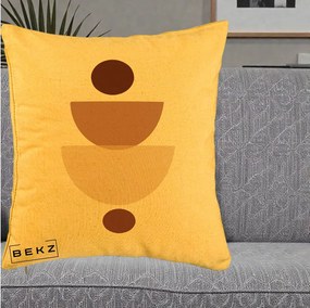 Perna Decorativa Geometric Boho Balance, 40x40 cm, Galben, Husa Detasabila, Perna Inclusa, BEKZ®