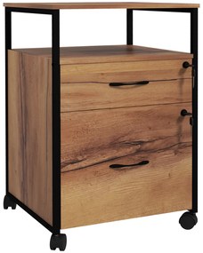 Vinsetto Cajonera de Oficina Cajonera pentru Birou cu Roți Arhivar pentru Dimensiuni A4 44x40x66,5 cm Maro Rustic | Aosom Romania