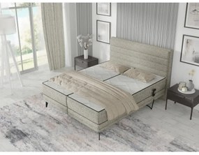 Pat reglabil electric tapițat MILA, 180 x 200 cm, gri, cu saltele