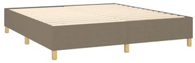 Pat box spring cu saltea, gri taupe, 160x200 cm material textil Gri taupe, 160 x 200 cm, Culoare unica si cuie de tapiterie