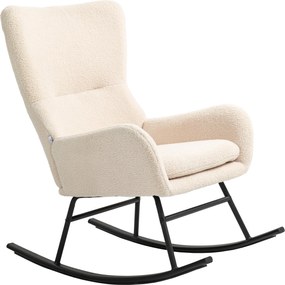 HOMCOM Fotoliu cu balansoar, fotoliu cu șezut de 10 cm grosime, picioare din oțel curbate, bej și negru | Aosom Romania