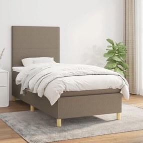 vidaXL Pat box spring cu saltea, gri taupe, 80x200 cm, textil