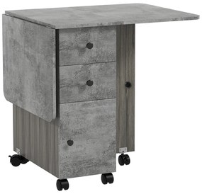 HOMCOM Masă de bucătărie pliabilă masă de sufragerie pliantă 2 pliante cu 2 sertare 1 dulap și 1 raft de depozitare 120 x 60 x 76,5 cm - gri | Aosom Romania