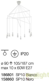 Lustra stil industrial cu 10 pendule reglabile POP SP10 neagra 158860