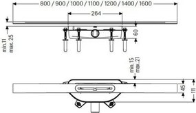 Set rigola de dus cu capac, Kessel Linearis Infinity 60, lungime 80cm, crom mat, 45100.08