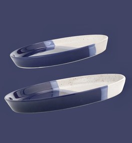 Set 2 Farfurii Artizan Albastru Arhitect (1 Farfurie 25 cm,1 Farfurie 20 cm)