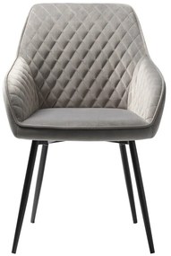 Scaun de sufragerie gri deschis cu cotiere tapițat Milton – Unique Furniture