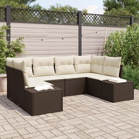 vidaXL Set de canapele pentru grădină cu pernă 6 pcs Maro Rattan poli