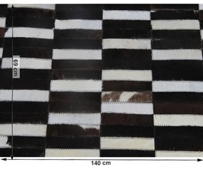 Covor de lux din piele, maro negru alb, patchwork, 69x140, PIELE DE VITA TIP  6