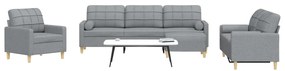 vidaXL Set canapele cu taburet și perne, 4 piese, gri deschis, textil