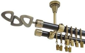 Galerie dubla lillet prindere tavan 19 mm negru aur antic (Alege marime: 280 cm)