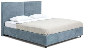 Pat matrimonial albastru tapițat cu spațiu de depozitare cu somieră 160x200 cm Myra Bold – Bonami Selection