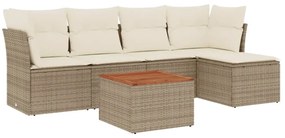vidaXL Set canapele de grădină cu perne, 6 piese, bej, poliratan