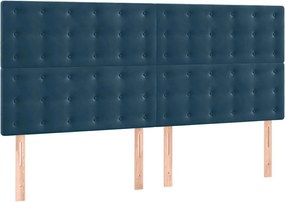 vidaXL Tăblie de pat albastru închis 200x5x118/128 cm catifea