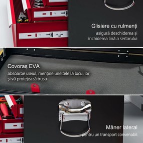 HOMCOM Ladă pentru Unelte cu 6 Sertare și Încuietoare, 60x26x34 cm, Negru | Aosom Romania