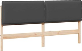 vidaXL Tăblie tapițată Gri Natural și Închis 180 cm Lemn de pin masiv