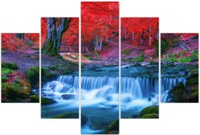 Tablou - Cascada în pădurea roșie (150x105 cm)