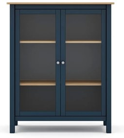 Vitrină albastru-închis/natural din lemn de pin 90x110 cm Misti – Marckeric