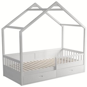 Pat etajat pentru copii 90 cm Burgues (alb) (cu somieră) (cu sp. depozitare). 1116252