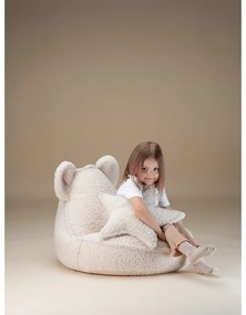 Fotoliu puf pentru copii crem cu tapițerie din țesătură bouclé Bear – Wigiwama