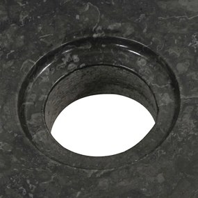 Masuta toaleta, lemn masiv de tec, cu chiuveta marmura, negru Negru, 74 x 45 x 75 cm