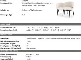 Set de 2 scaune LUX Filmore Boucle cream