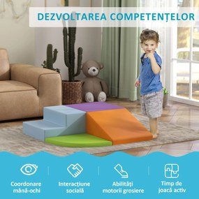 HOMCOM Set 4 Blocuri Moi pentru Copii 1-3 Ani, Spumă și Piele PU, Jucării de Cățărat, Multicolor | Aosom Romania