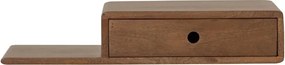 Raft de perete cu sertar mid century, din lemn de mango, maro, cu poliță deschisă și colțuri rotunjite, 11 x 60 x 25 cm, „Secret Nook”