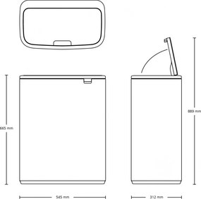 Cos de gunoi Brabantia Bo Touch 1001274, 60 L, Deschidere lina, silentioasa si larga, Rezistent la amprente, Negru mat
