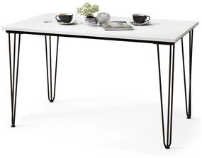 Mazzoni HAIRPIN S-120 Alb Mat - MASĂ LOFT PENTRU BUCĂTĂRIA SUFRAGERIE LIVING