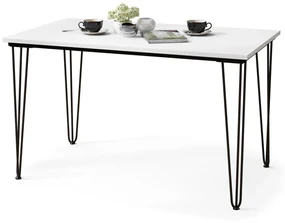 Mazzoni HAIRPIN S-120 Alb Mat - MASĂ LOFT PENTRU BUCĂTĂRIA SUFRAGERIE LIVING