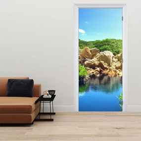 Fototapet pentru ușă - Lac din jungla Seychelles (95x205cm)