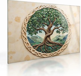 Tablou pe sticlă – Arborele vieții împletit (70x50 cm)
