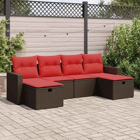 vidaXL Set canapele de grădină cu perne, 6 piese, maro, poliratan
