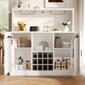 Bufet modern cu suport pentru pahare de vin, Alb | Aosom Romania