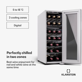 Shiraz 18 Duo, frigider pentru vin, 2 zone, 53 l / 18 sticle, 5-18 / 5-18 °C, control tactil