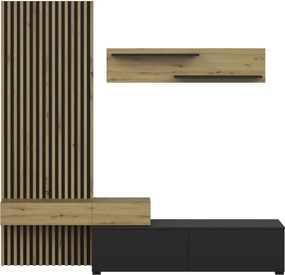 Mobilier living CAMINO, stejar artisan/negru, PAL laminat