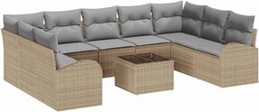 vidaXL Set de canapea cu pernă 10 pcs Bej Poli Rattan