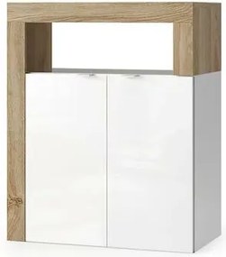 Dulap coloana mediu LC Mobili Italia Hamburg 64x78 cm finisaj alb lucios/maro lemn