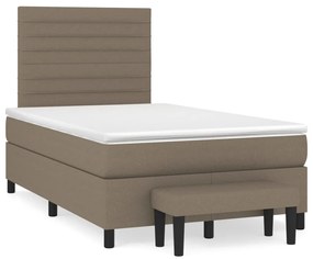 vidaXL Pat box spring cu saltea, taupe, 120x190 cm material textil