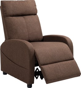 HOMCOM Fotoliu Rabatabil cu Suport pentru Picioare, Fotoliu din Material Textil cu Efect de In, 69x85x100 cm, Maro | Aosom Romania