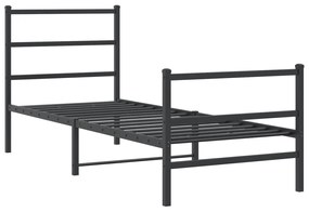 355373 vidaXL Cadru pat metalic cu tăblii de cap/picioare , negru, 75x190 cm