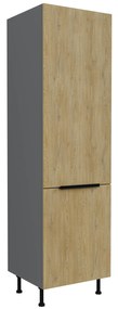 Dulap bucătărie pentru frigider încorporat Carminia 60 LO-215 2F (stejar cremona + antracit). 1127956