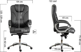 Scaun directorial din piele naturala cu bază cromată OFF 5860 negru